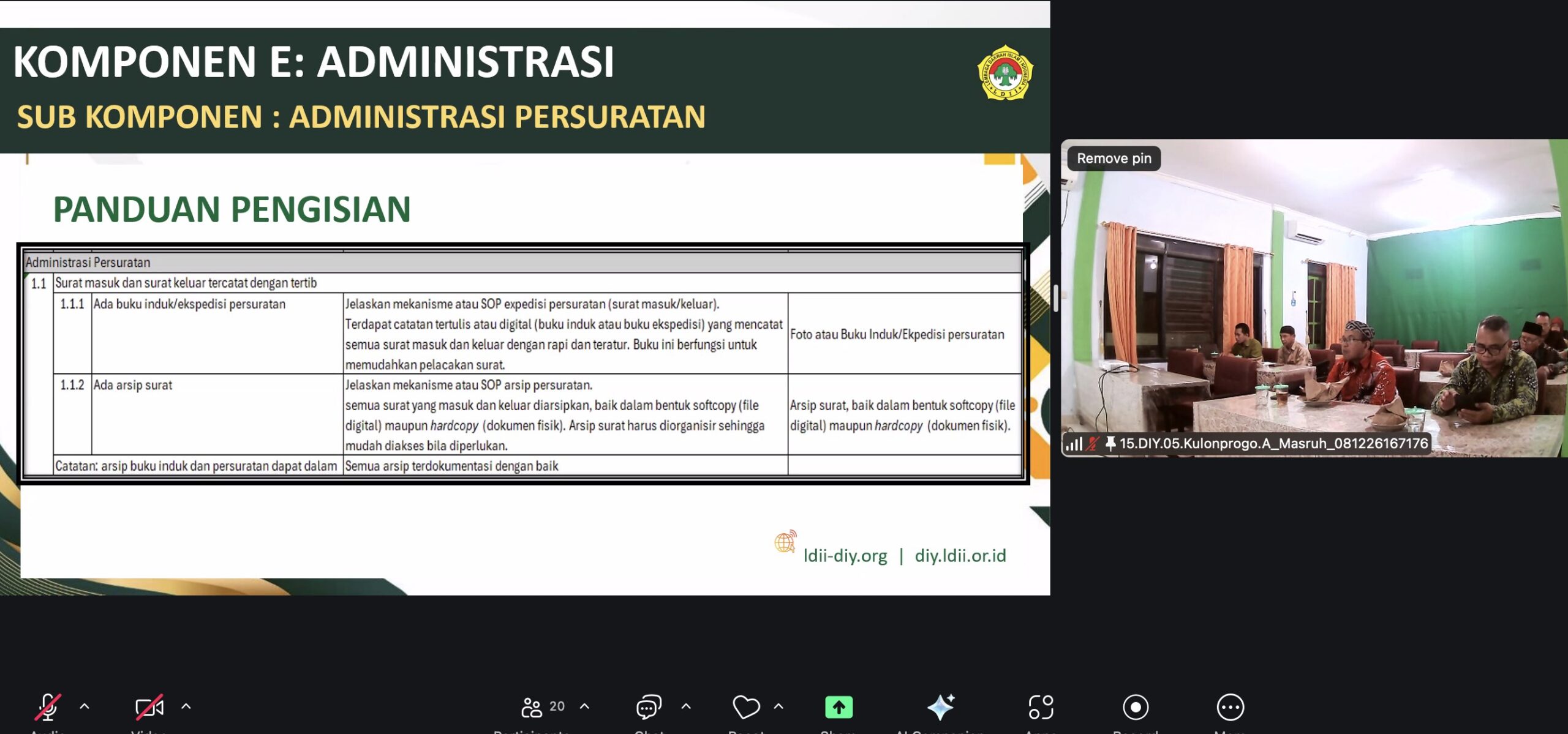 Auditor DPD LDII Kulon Progo Mengikuti Sosialisasi dan Bimtek Auditor pada Sabtu 13 Desember 2025 secara daring