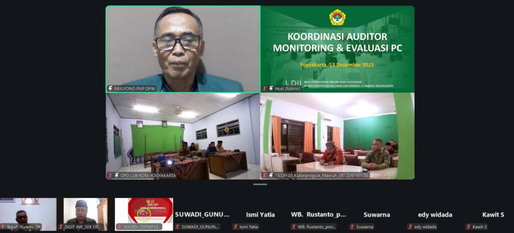 Biro PUP DPW LDII DIY Menyelenggarakan Sosialisasi dan Bimtek Auditor pada Sabtu 13 Desember 2025 secara daring