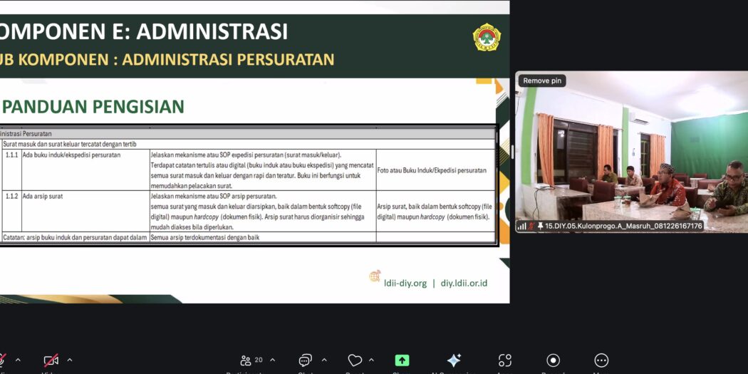 Auditor DPD LDII Kulon Progo Mengikuti Sosialisasi dan Bimtek Auditor pada Sabtu 13 Desember 2025 secara daring
